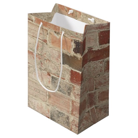 Rustieke unieke  oude baksteen natuurlijke textuur medium cadeauzakje (Voorkant Gekanteld)