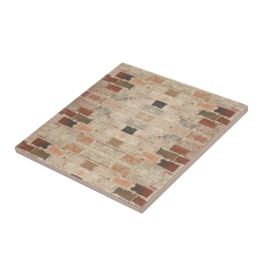 Rustieke unieke  oude baksteen natuurlijke textuur tegeltje (Zijkant)