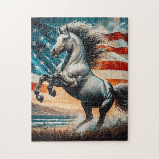 Rustieke, USA witte hengst Legpuzzel (Verticaal)