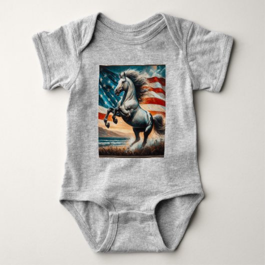 Rustieke, USA witte hengst Romper (Voorkant)