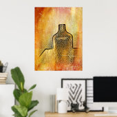 Rustieke Vaas Impressie Warm Abstract Roze Poster (Thuiskantoor)