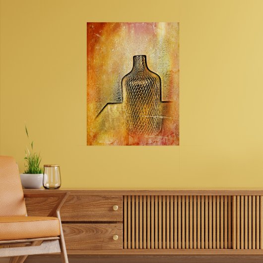 Rustieke Vaas Impressie Warm Abstract Roze Poster (Woonkamer 2)