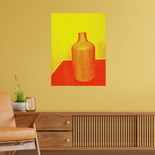 Rustieke vaas impressie warm rood geel poster (Woonkamer 2)