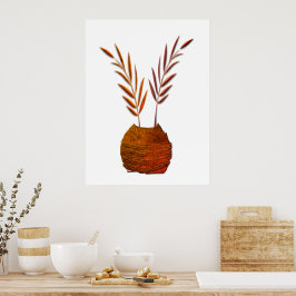 Rustieke Vaas Koper Look Boho Branches Poster