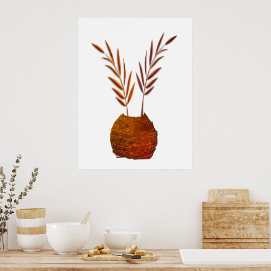 Rustieke Vaas Koper Look Boho Branches Poster (Keuken)