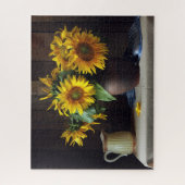 Rustieke vaas van zonnebloemen | Bloem Legpuzzel (Verticaal)