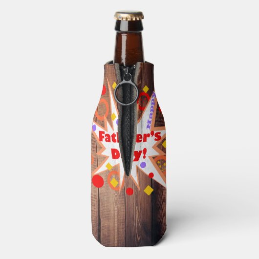 Rustieke Vaderdag Flesjeskoeler (Fles Achterkant)