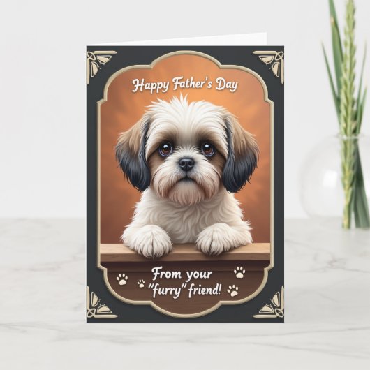Rustieke Vaderdag Puppy Kaart (Voorkant)