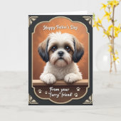 Rustieke Vaderdag Puppy Kaart (Gele Bloem)