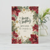 Rustieke vakantie Amaryllis Kerstmis Feestdagenkaart (Staand voorkant)