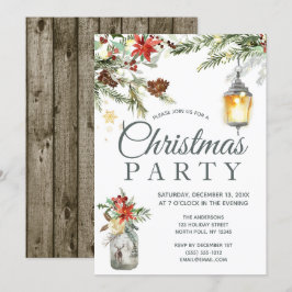 Rustieke Vakantie Bloemen Lights Kerstfeest Kaart