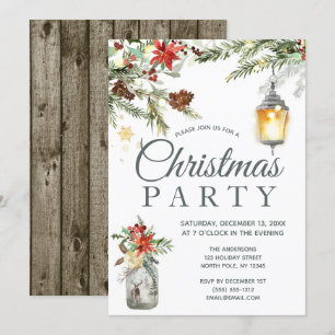 Rustieke Vakantie Bloemen Lights Kerstfeest Kaart