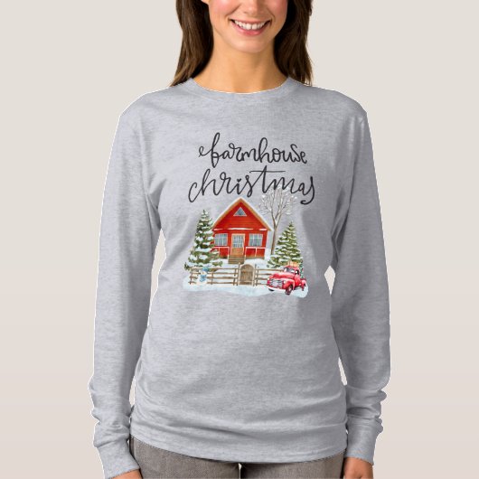 Rustieke Vakantie Boerderij Kerst T-shirt (Voorkant)