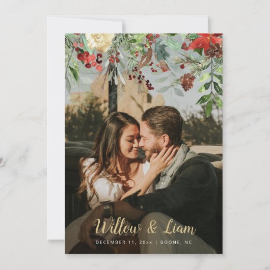 Rustieke vakantie bruiloft uitnodiging (Achterkant)