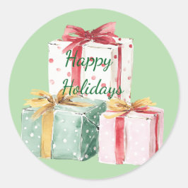🎄 Rustieke vakantie Cadeaus in rood, wit en groen Ronde Sticker