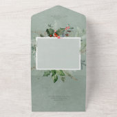 Rustieke vakantie groen & rode bessen diner all in one uitnodiging (Buitenkant)