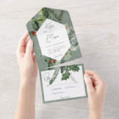 Rustieke vakantie groen & rode bessen geen diner all in one uitnodiging (Afscheurbaar)