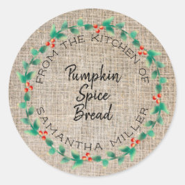 Rustieke vakantie Holly krans keuken trakteert cad Ronde Sticker