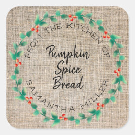 Rustieke vakantie Holly krans keuken trakteert cad Vierkante Sticker