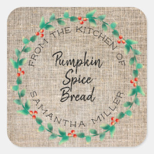 Rustieke vakantie Holly krans keuken trakteert cad Vierkante Sticker