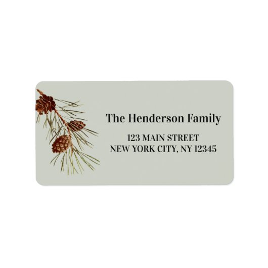 Rustieke vakantie Kerstmis Pinecone en tak Etiket (Voorkant)