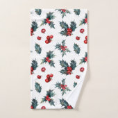 Rustieke vakantie Kerstwinter Holly Berries Bad Handdoek (Handdoek)