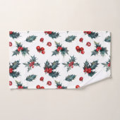 Rustieke vakantie Kerstwinter Holly Berries Bad Handdoek (Handdoek)