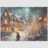 Rustieke Vakantie Muis Kerstdorp Decoupage Tissuepapier (Voorkant)