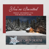 Rustieke Vakantie Open Huis Party Sneeuwcabine Kaart (Voorkant / Achterkant)