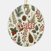 Rustieke Vakantie Rood Groene Pinecone Pine Berrie Keramisch Ornament (Links)