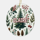 Rustieke Vakantie Rood Groene Pinecone Pine Berrie Keramisch Ornament (Links)