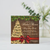 Rustieke vakantie Vrijgezellenfeest Tree & Red Rib Kaart (Staand voorkant)