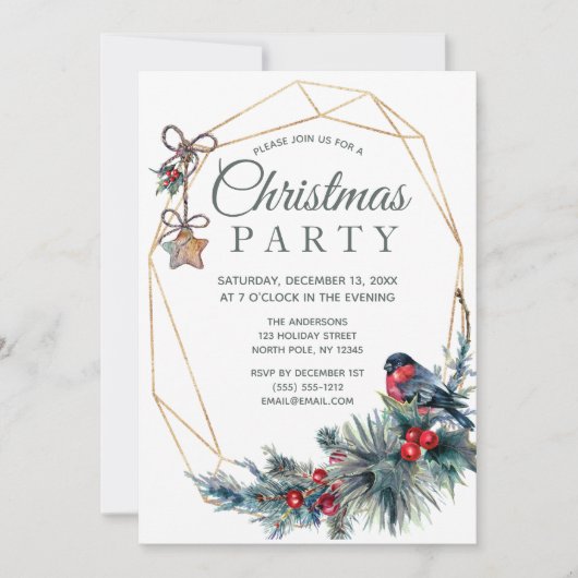 Rustieke Vakantie Winter Bird Pine Kerstfeest Kaart (Voorkant)