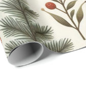 Rustieke Vakantie Woodland Pinecone Floral Cadeaupapier (Rol Hoek)