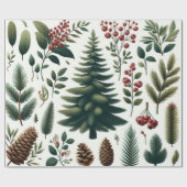Rustieke vakantie Woodland Waterverf Pinecone Cadeaupapier (Vlak)