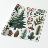 Rustieke vakantie Woodland Waterverf Pinecone Cadeaupapier (Uitgerold)