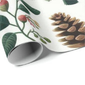 Rustieke vakantie Woodland Waterverf Pinecone Cadeaupapier (Rol Hoek)