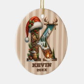 Rustieke vakantiebrief K met winterscène Keramisch Ornament (Rechts)