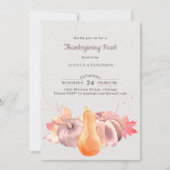 Rustieke val bladeren en pompoen Thanksgiving fees Kaart (Voorkant)