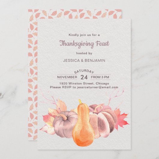 Rustieke val bladeren en pompoen Thanksgiving fees Kaart (Voorkant / Achterkant)