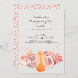 Rustieke val bladeren en pompoen Thanksgiving fees Kaart