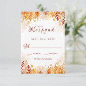 Rustieke val verlaat elegante Waterverf bruiloft RSVP Kaartje (Staand voorkant)