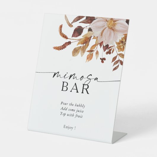 Rustieke val verlaat Mimosa Bar Sign Reclamebord Met Voetstuk (Voorkant)