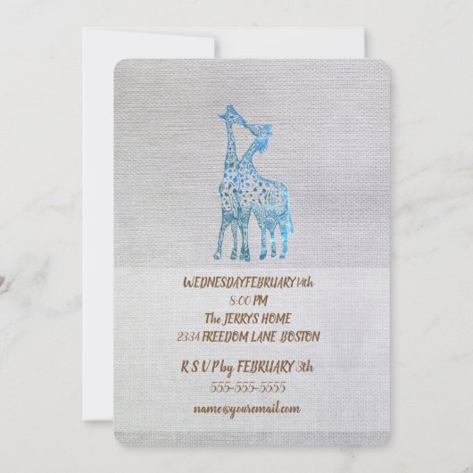 Rustieke Valentijn Uitnodiging Giraffes Kussen (Achterkant)