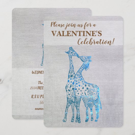 Rustieke Valentijn Uitnodiging Giraffes Kussen (Voorkant / Achterkant)