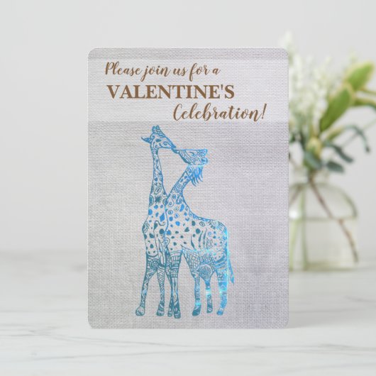 Rustieke Valentijn Uitnodiging Giraffes Kussen (Staand voorkant)