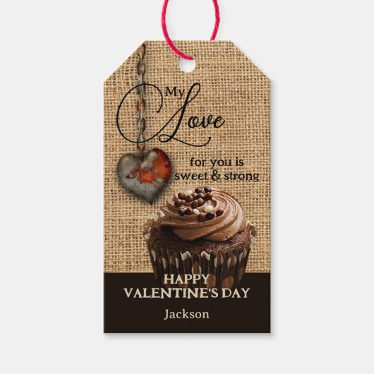 Rustieke Valentijnsdag Chocolade Muffin Gift Label Cadeaulabel (Voorkant)