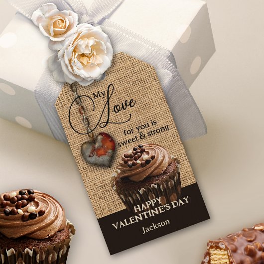 Rustieke Valentijnsdag Chocolade Muffin Gift Label Cadeaulabel