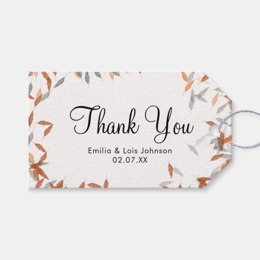 Rustieke vallende blad Pampas zwevende trouw  Cadeaulabel (Voorkant (Horizontaal))