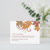 Rustieke vallende bladeren bruiloft accommodaties informatiekaartje (Staand voorkant)